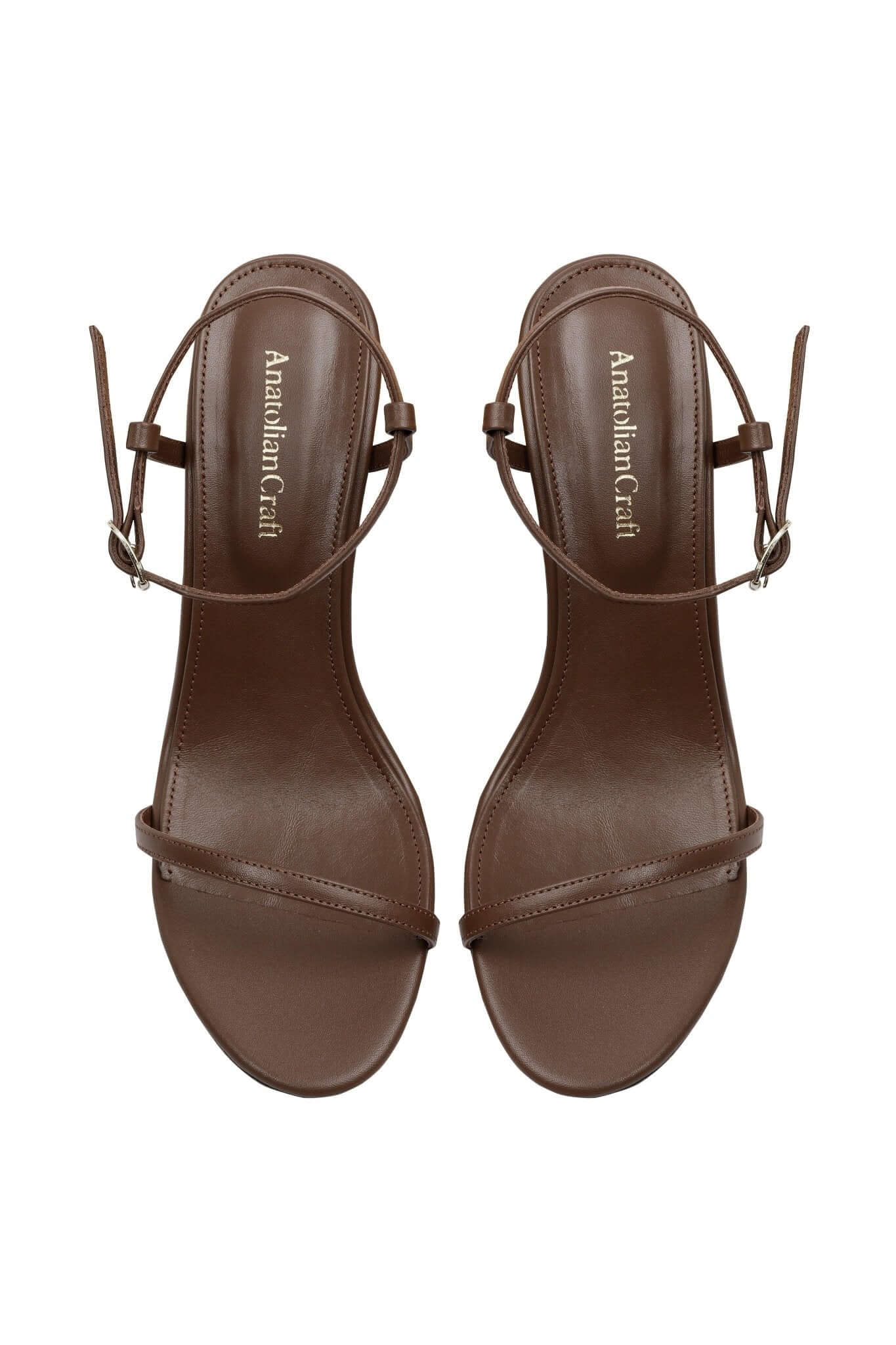 Whispering Poppies - Brown Leather Wedged Sandals - AnatolianCraft