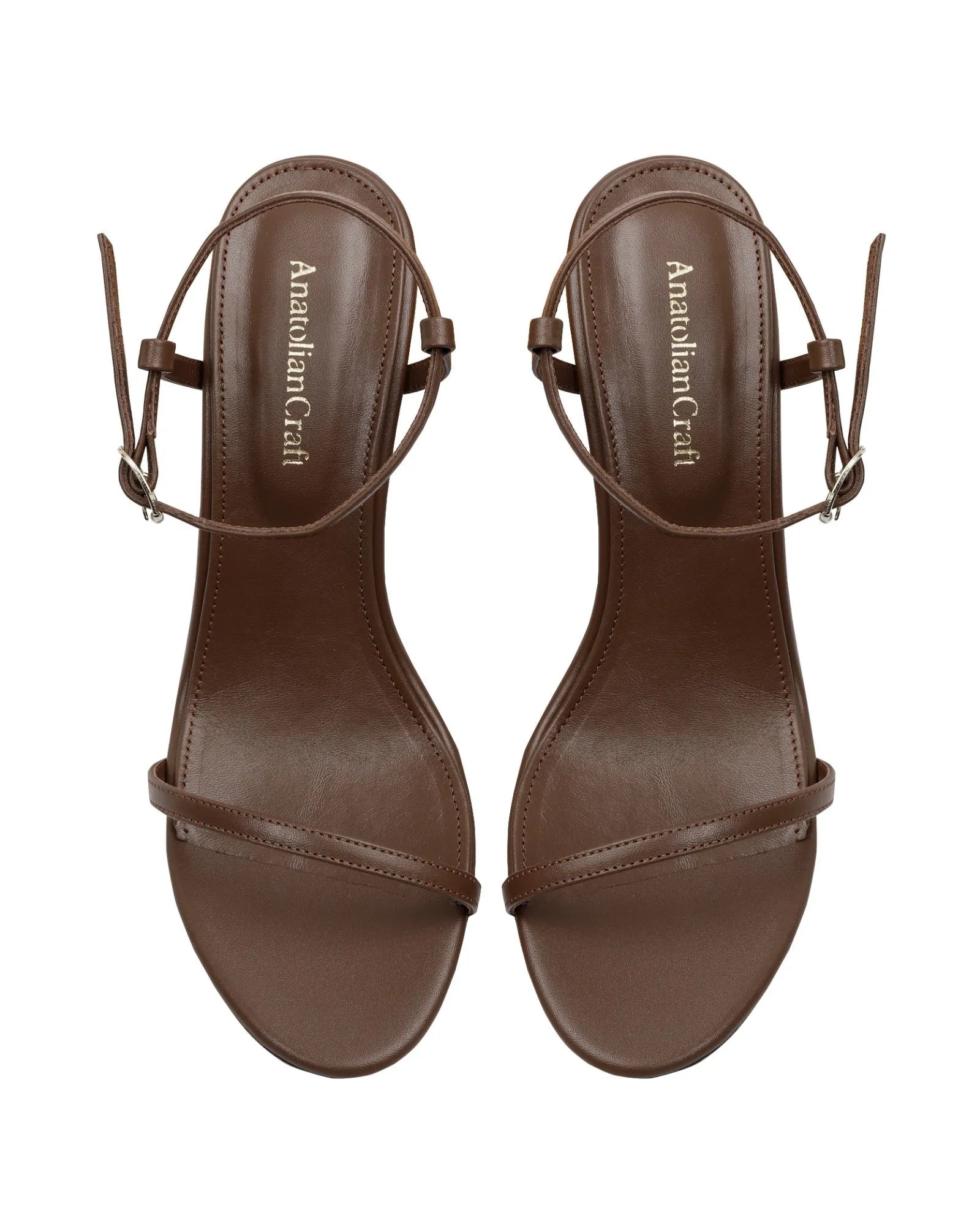 Whispering Poppies - Brown Leather Wedged Sandals - AnatolianCraft